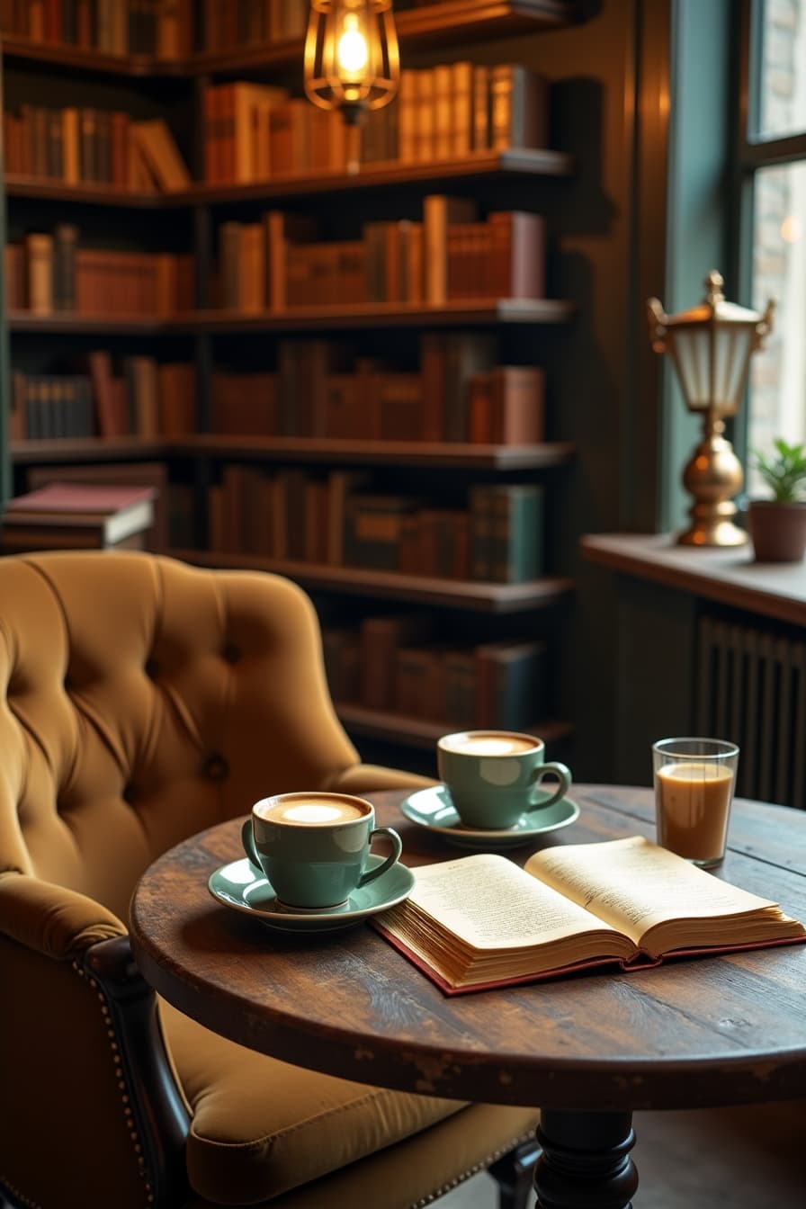 Rustic Library Café Vibes aesthetic