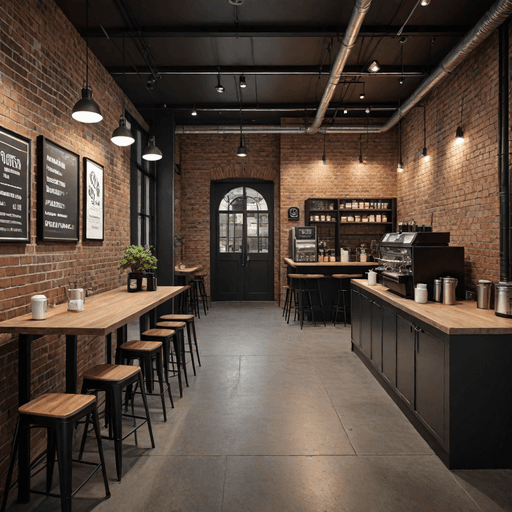 Industrial Minimalist Coffee Shop Interior