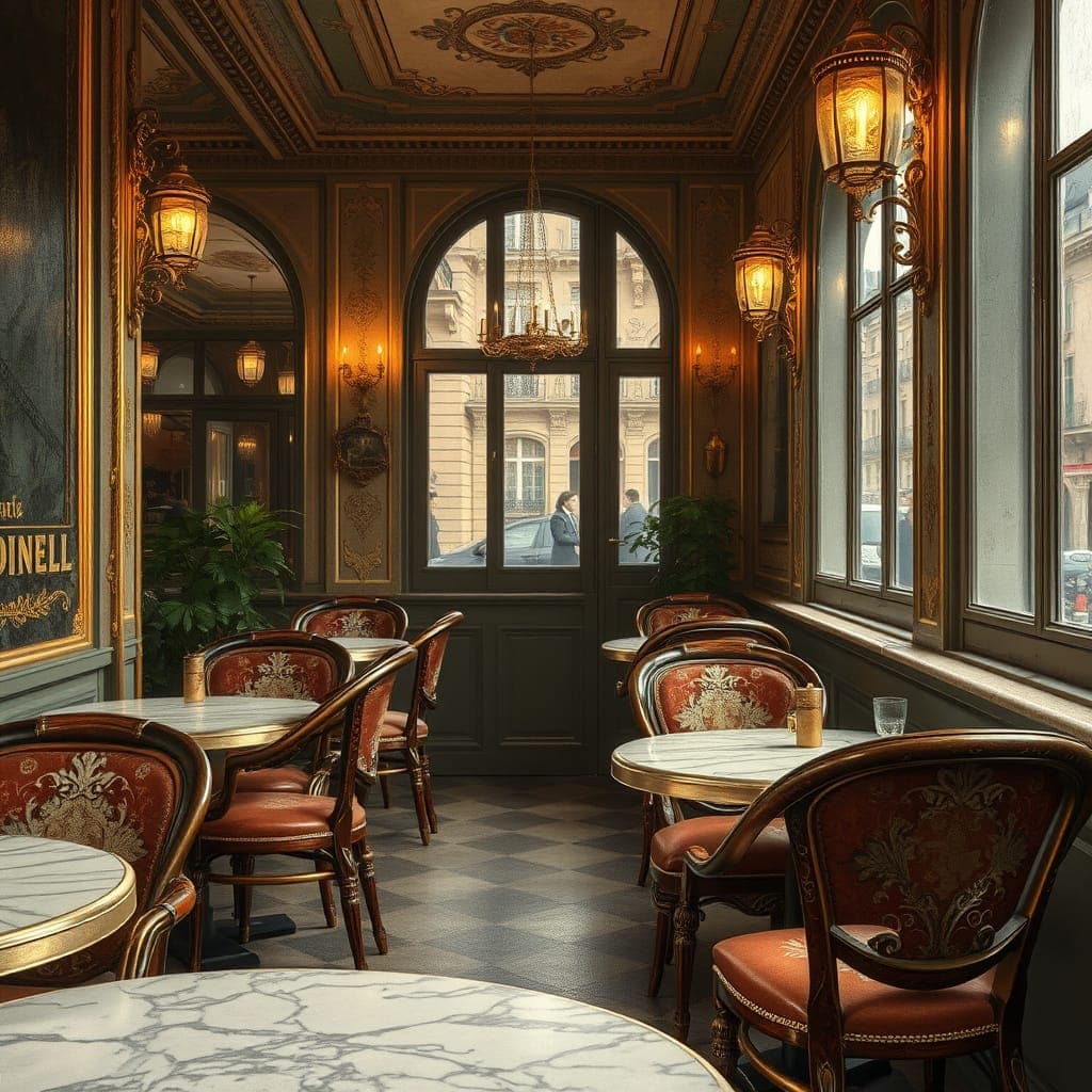 Parisian Chic Coffee Shop Interior