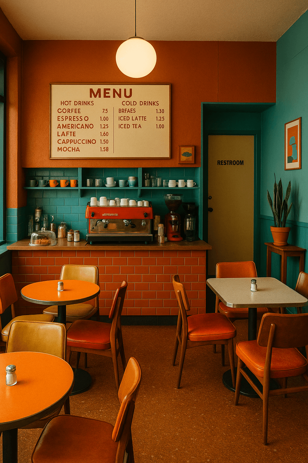 Retro Pop Coffee Shop Interior