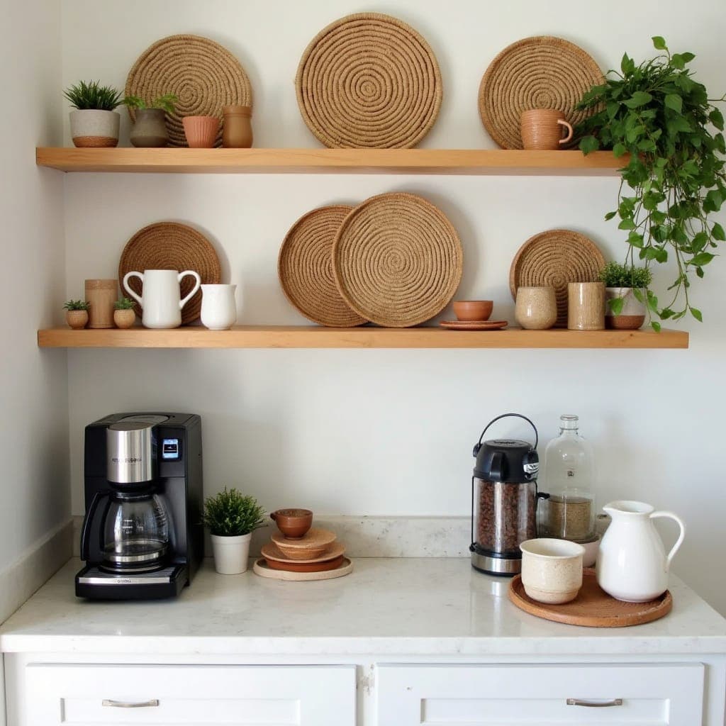Boho woven texture coffee bar