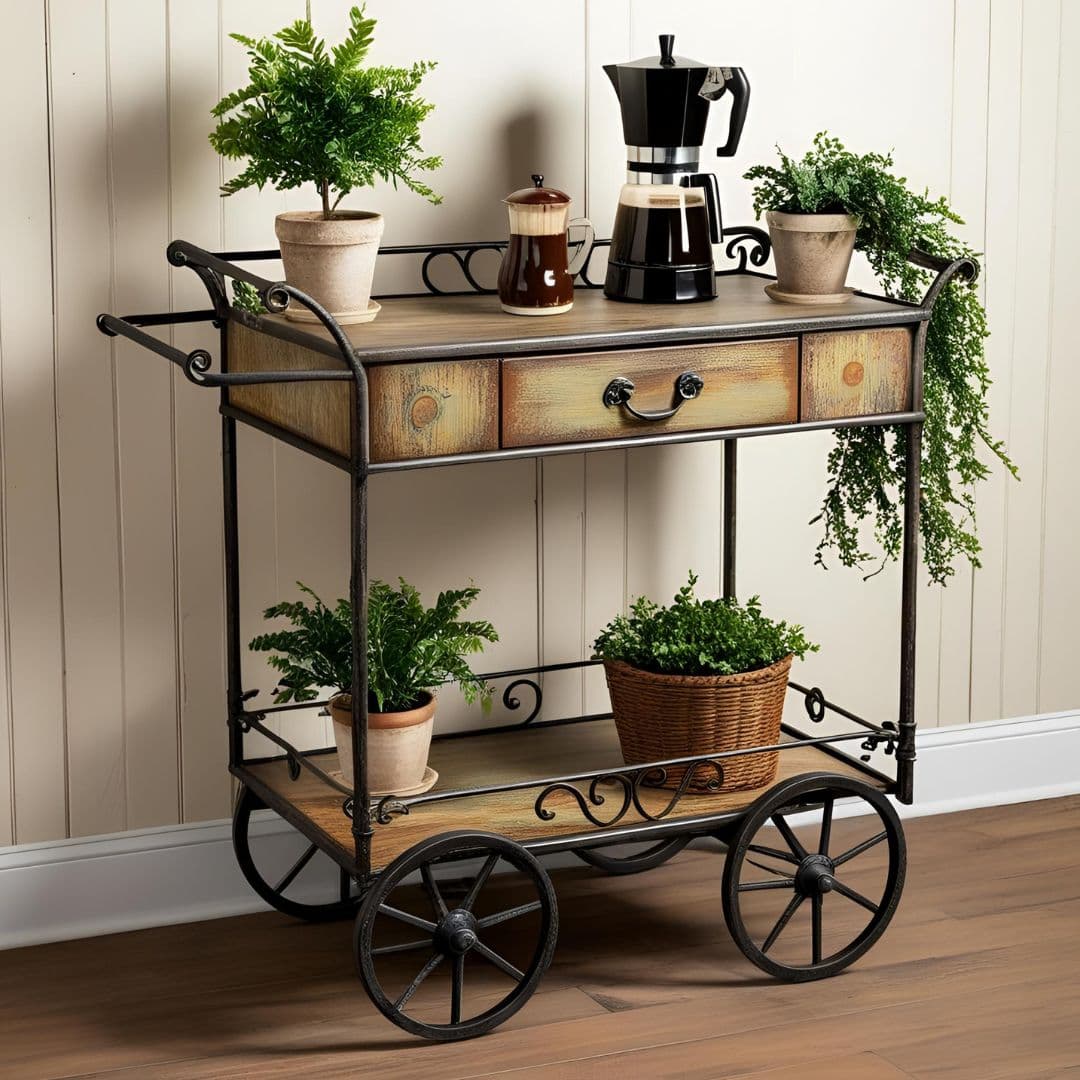 Vintage coffee cart setup