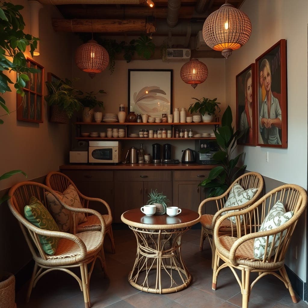 Boho style coffee bar in a small area