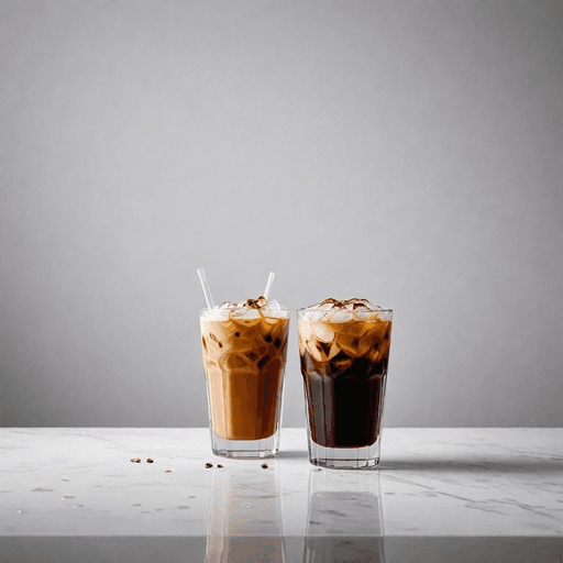 Simple iced coffee on white backdrop