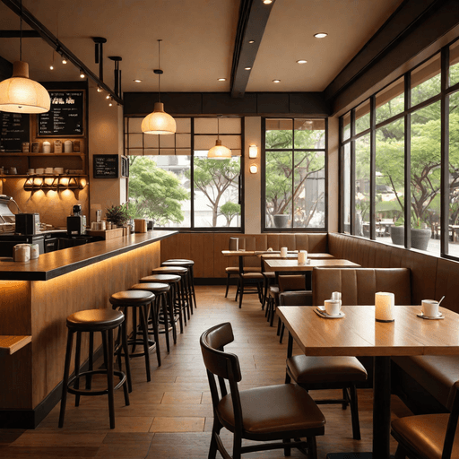 Japanese Cafe with Ambient Music Atmosphere