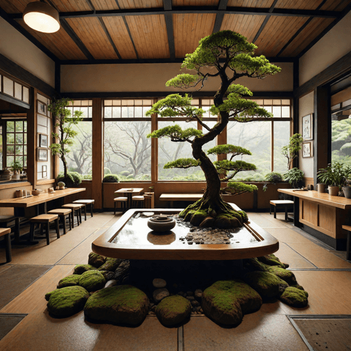 Zen Garden Inside Japanese Cafe