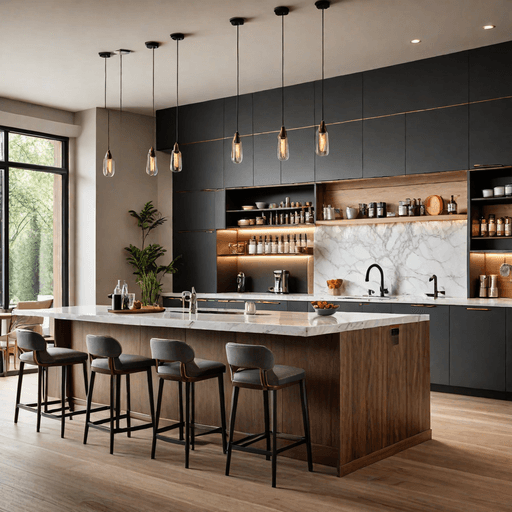 Breakfast bar with integrated luxury coffee station