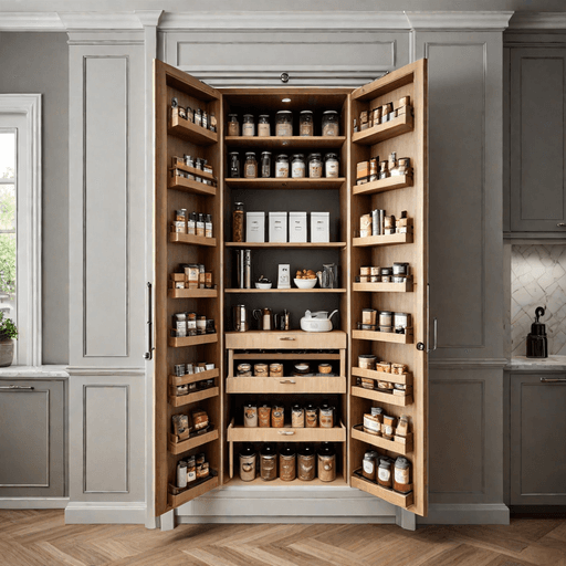 Pantry door transformed into coffee station with luxury organization