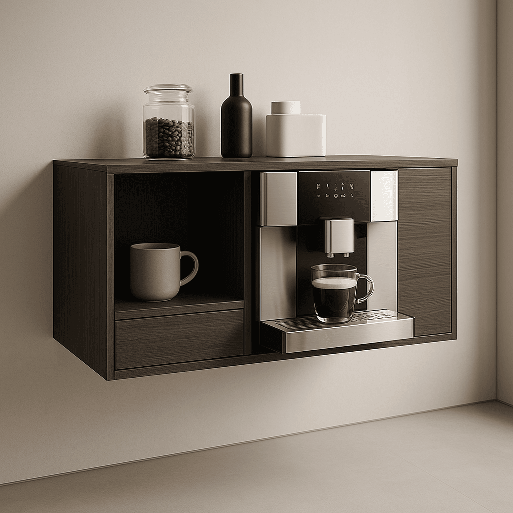 Wall-mounted coffee console with modern luxury design